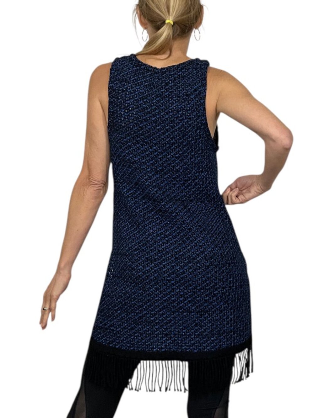 N/Nicholas Knit Fringe Tunic 8 Blue Sleeveless - Picture 3 of 16